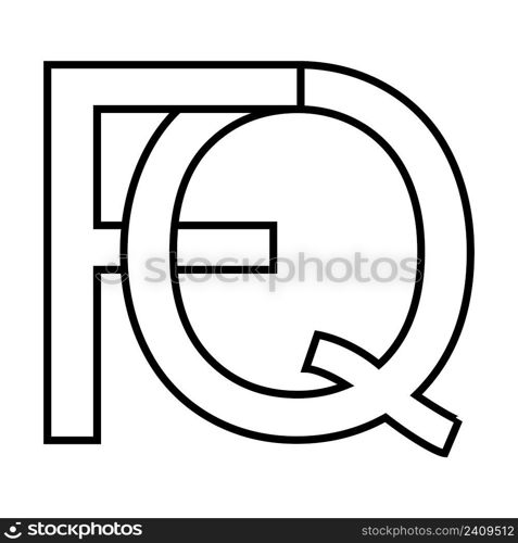 Logo sign, fq qf icon nft, fq interlaced letters f q