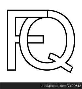Logo sign, fq qf icon nft, fq interlaced letters f q