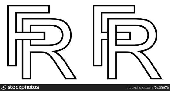 Logo sign fr, rf icon sign interlaced letters r, F vector logo rf, fr first capital letters pattern alphabet r f
