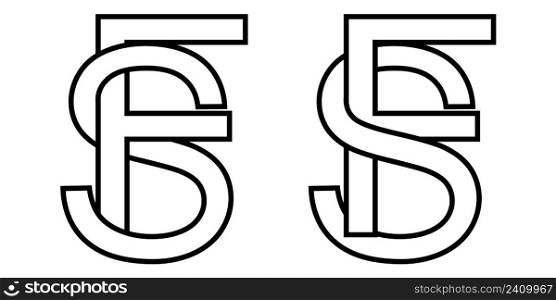 Logo sign fs, sf icon sign interlaced letters s, F vector logo sf, fs first capital letters pattern alphabet s f