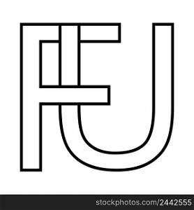 Logo sign, fu uf icon nft fu interlaced letters f u