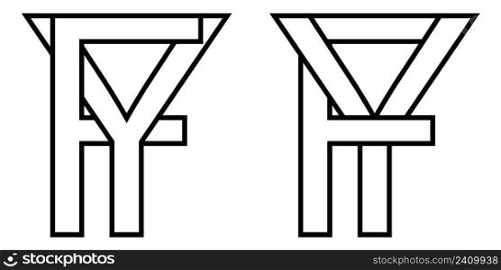 Logo sign fy and yf icon sign interlaced letters y, F vector logo yf, fy first capital letters pattern alphabet y f