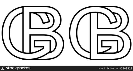 Logo sign gb and bg icon sign interlaced letters b, g vector logo gb, bg first capital letters pattern alphabet g, b