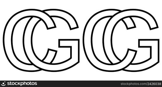 Logo sign gc, cg icon sign two interlaced letters g, c vector logo gc, cg first capital letters pattern alphabet g, c