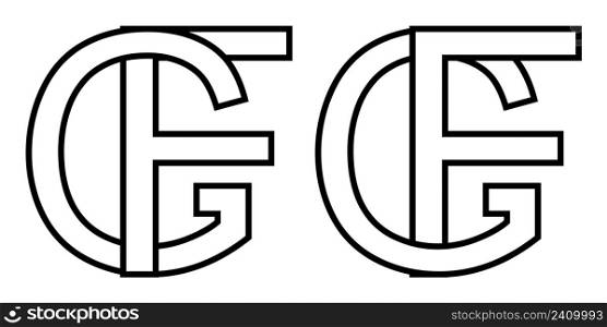 Logo sign gf and fg icon sign interlaced letters f g vector logo gf, fg first capital letters pattern alphabet g, f