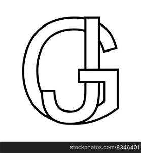 Logo sign gj jg, icon nft interlaced letters g j