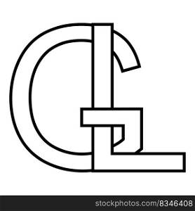Logo sign gl lg icon, nft interlaced letters g l