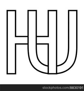 Logo sign hu uh icon nft interlaced letters u h