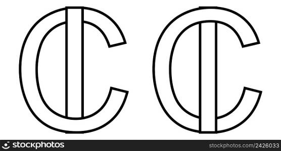 Logo sign ic and ci icon sign two interlaced letters I, C vector logo ic, ci first capital letters pattern alphabet i, c
