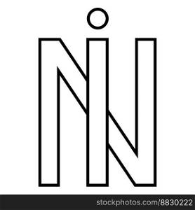 Logo sign in ni icon, nft interlaced letters i n