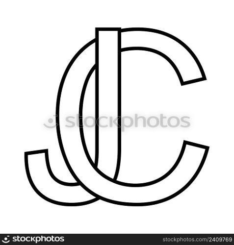 Logo sign jc cj icon sign interlaced letters c j