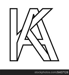 Logo sign ka ak icon double letters logotype a k