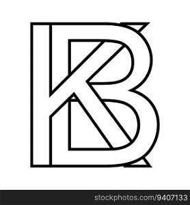 Logo sign kb bk, icon double letters logotype b k