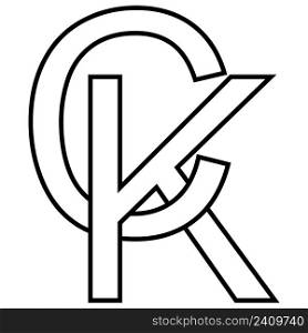 Logo sign kc, ck icon sign interlaced letters c k
