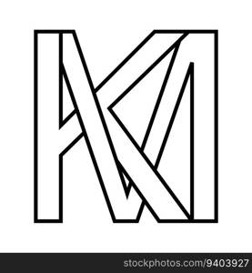 Logo sign km mk icon double letters logotype m k