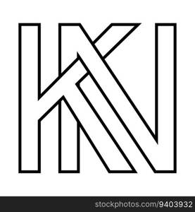 Logo sign kn nk icon double letters logotype n k