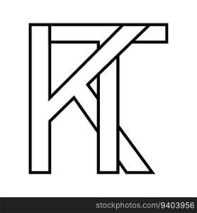 Logo sign kt tk icon double letters logotype t k