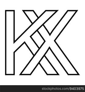 Logo sign kx xk icon double letters logotype x k