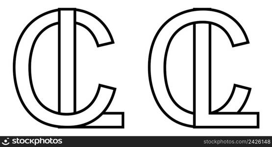 Logo sign lc cl icon sign two interlaced letters L, C vector logo lc, cl first capital letters pattern alphabet l, c