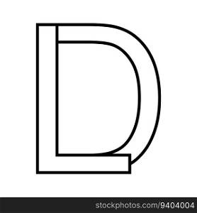 Logo sign ld dl, icon double letters logotype d l