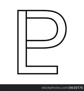 Logo sign lp pl icon double letters logotype p l