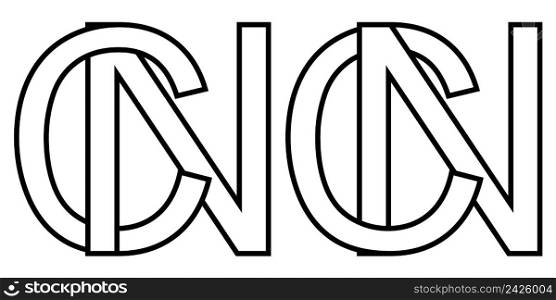 Logo sign nc and cn icon sign two interlaced letters N, C vector logo nc, cn first capital letters pattern alphabet n, c