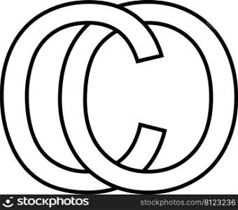 Logo sign oc, co icon sign interlaced letters c o