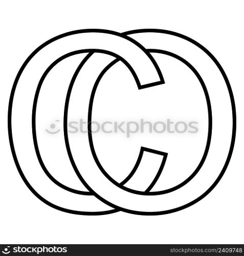 Logo sign oc, co icon sign interlaced letters c o logo oc co first capital letters pattern alphabet o, c