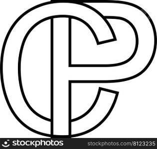 Logo sign pc, cp icon sign interlaced letters c p