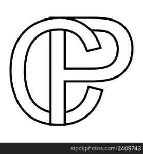 Logo sign pc, cp icon sign interlaced letters c p logo pc cp first capital letters pattern alphabet