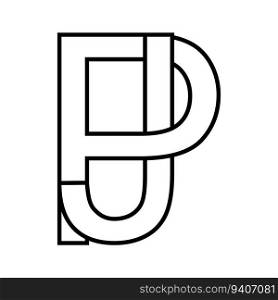 Logo sign pj jp, icon double letters logotype p j