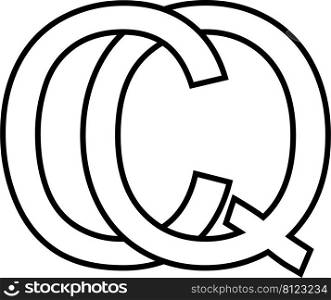 Logo sign qc cq icon sign interlaced letters c q