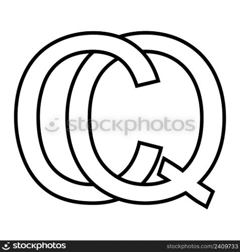 Logo sign qc cq icon sign interlaced letters c q logo qc cq, first capital letters pattern alphabet