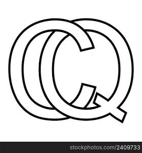 Logo sign qc cq icon sign interlaced letters c q logo qc cq, first capital letters pattern alphabet