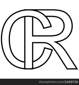 Logo sign rc cr icon sign interlaced letters c r logo rc cr first capital letters pattern alphabet