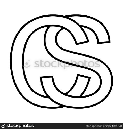 Logo sign sc cs, icon sign interlaced letters c s logo sc cs first capital letters pattern alphabet