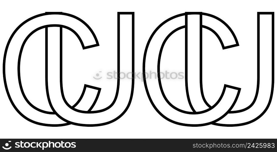 Logo sign uc and cu icon sign two interlaced letters U, C vector logo uc, cu first capital letters pattern alphabet u, c