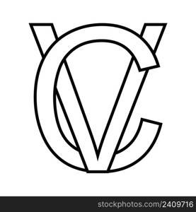 Logo sign vc cv icon sign interlaced letters c v