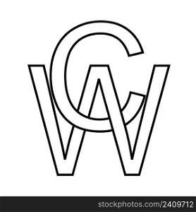 Logo sign wc cw icon sign interlaced letters c w