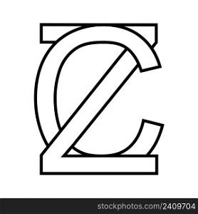 Logo sign zc cz icon, czech interlaced letters c z