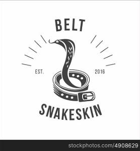 Logo snakeskin Belt. Leather accessories. Snakeskin. Vector emblem of a store of leather accessories.