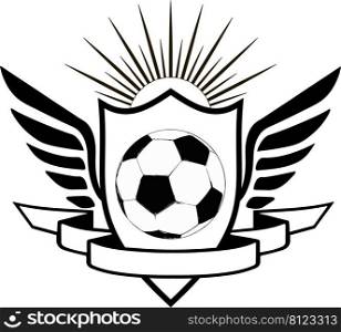 Logo soccer team, heraldic shield wings banner  team soccer name