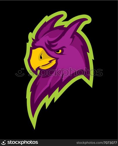 Logo style parrot head mascot, colored version. Great for sports logos & team mascots.