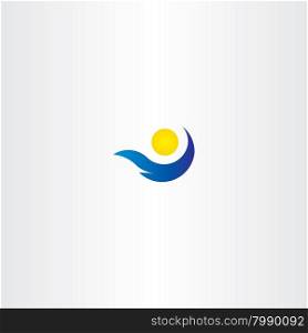 logo sun and water wave tourism sign icon summer vacation