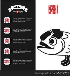 Logo sushi. Fish the chef prepares the sushi. Logo, the sign for Japanese restaurant. Template menu restaurant sushi.