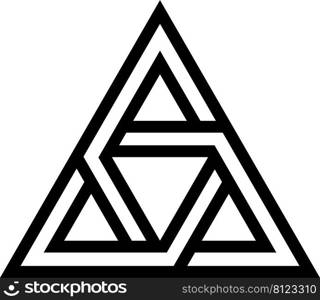 Logo tattoo triangle interlocking sides, vector futuristic design scientific progress