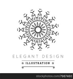 Logo template. Black and white design. Outline style. Conceptual minimal icon. Use for card, poster, brochure, banner, web. Easy to edit. Vector illustration - EPS10