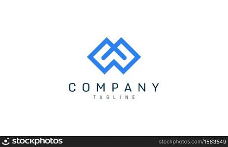 Logo template letter M in bold blue geometry
