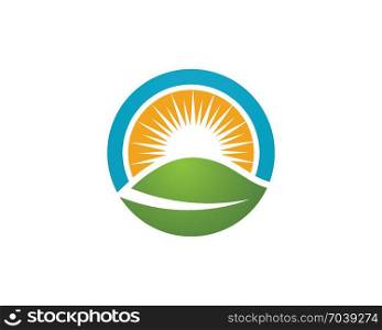 Logo Template Sun over horizon. Vector Icon Logo Template Sun over horizon