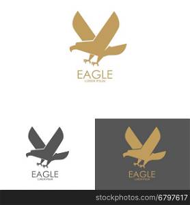 Logo template with eagle silhouette. Design element for label, emblem, brand mark, sign. Vector illustration.